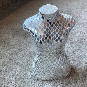 Sequined, mannequin bust, small mannequin torso for drying or decoration